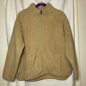 NWT Sonoma Light Brown/Tan Teddy Bear Soft & Cozy Full Zip Jacket Size L